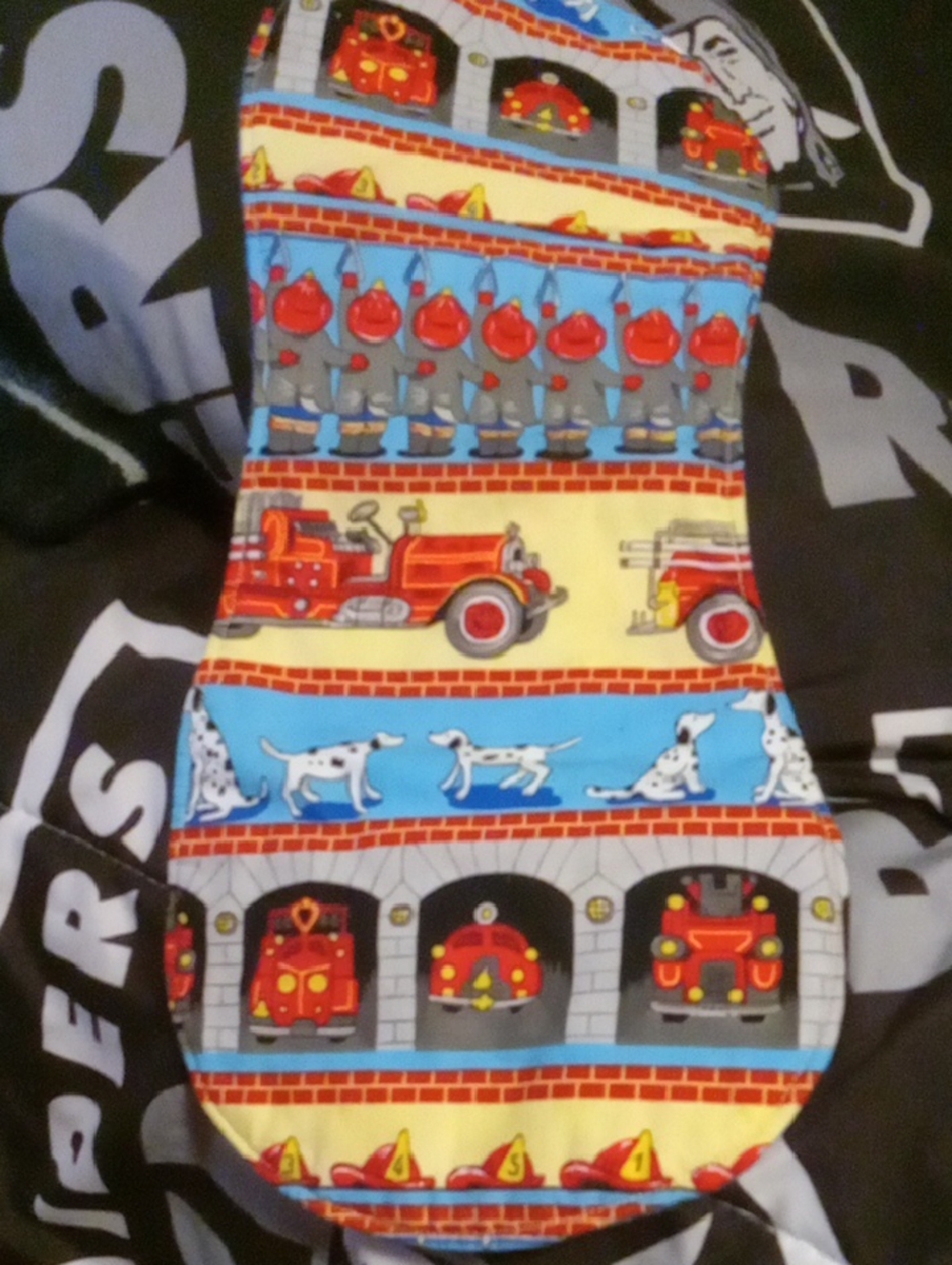 Colorful Firetruck & Dalmatian Burping Clot Handmade